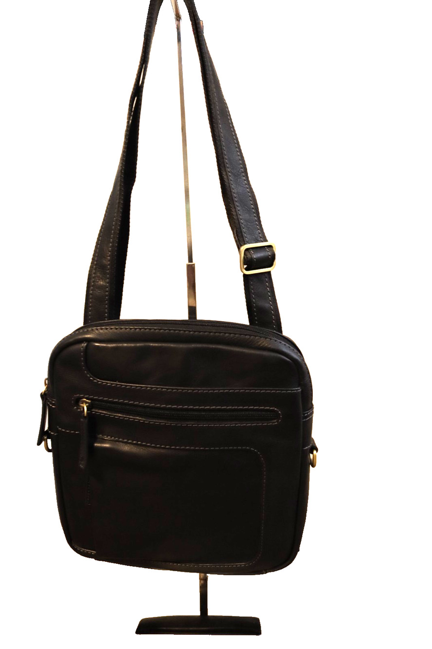 Vera Pelle Crossbody Black Leather Crossbody Bag (31)